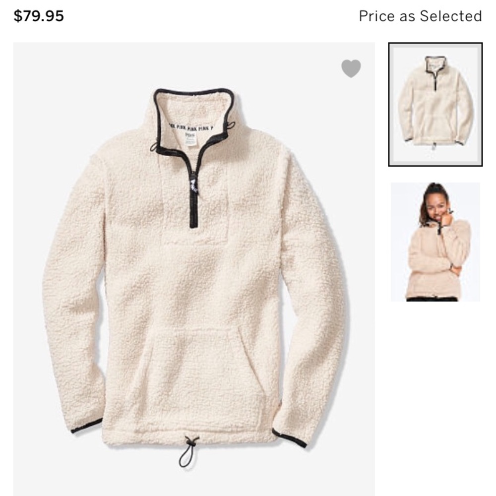 BNWT VS Pink Quarter Zip Sherpa Sweatshirt